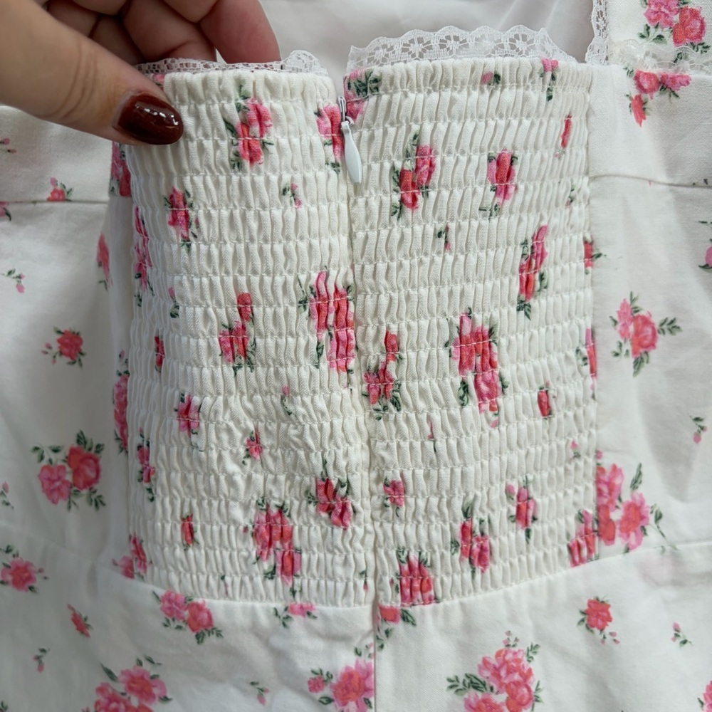 Altar’d State NWOT‎ Lucia Mini Dress size XL White Puff Sleeve Ditsy Floral - Picture 8 of 16